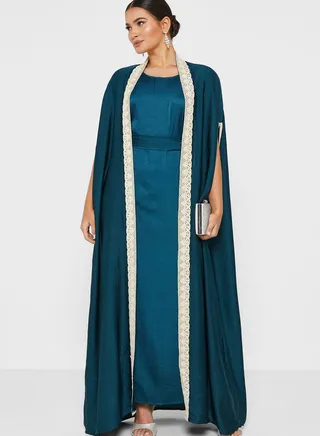 Colored Abaya with Inner Dress