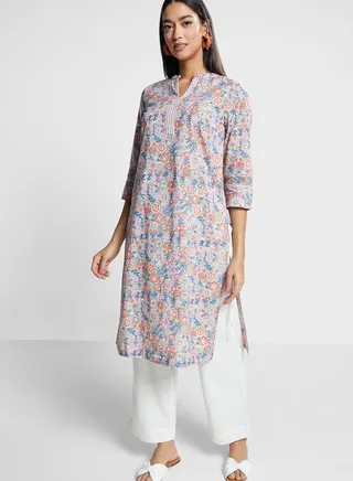 V-Neck Printed Kurti