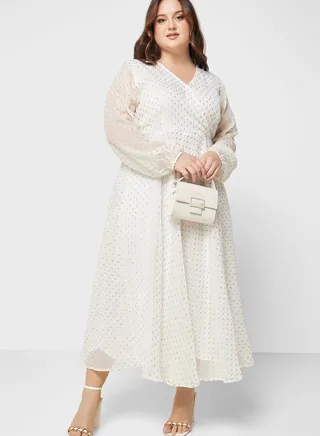 Textured Detail Fit & Flare Dress