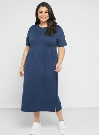 Pleated T-Shirt Midi Dress