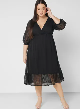 Textured Detail Fit & Flare Dress