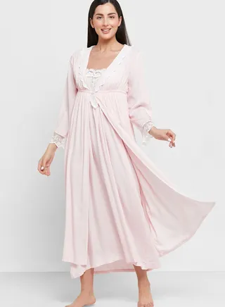 2 Piece Slip Dress & Robe Set