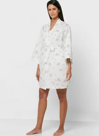 Printed Robe & Shorts Set