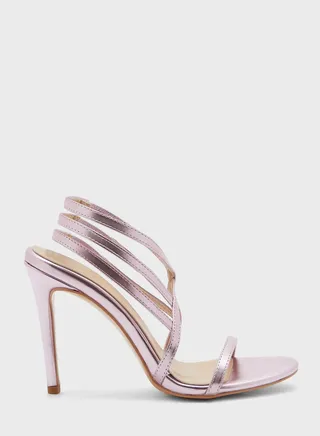 Metallic Trim Satin Pointed Pump