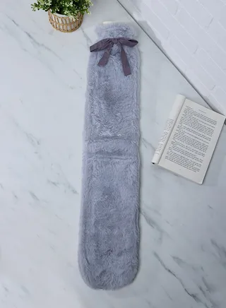 Grey Faux Fur Long Hot Water Bottle