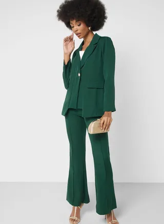 Double Overlap Styled Blazer & Pant Set