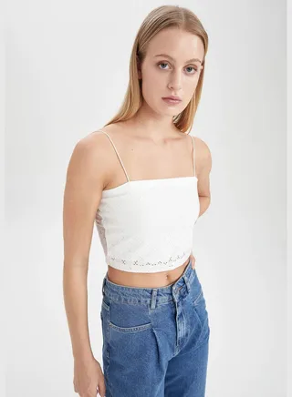 Strapless Neck Strappy Crop Vest