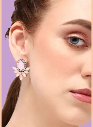 Gold Plated Party Designer Stone Drop Earring For Women