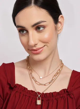 Pack of 3 Gold Plated Trendy Zirconia Chain