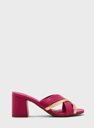 Cross Strap Mid Heel Sandals
