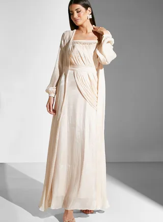 Embellished Gown With Ruched Detail