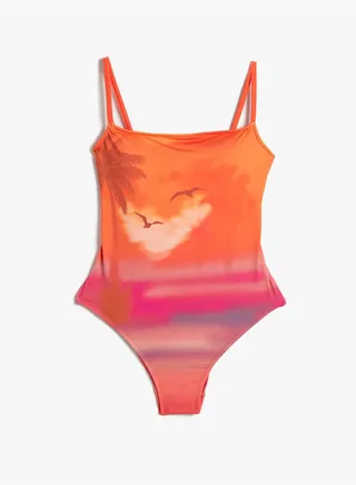 Tropical Printed Spaghetti Strappy Padded Swimsuit