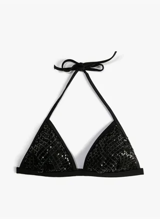 Sequin Triangle Bikini Top