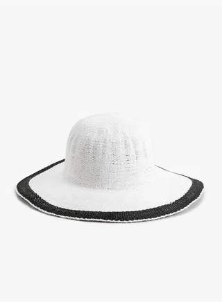 Straw Hat Fedora Textured Stripe Detail