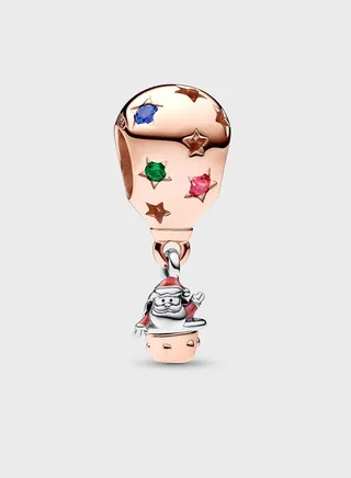 Two-Tone Santa Claus In Hot Air Balloon Charm