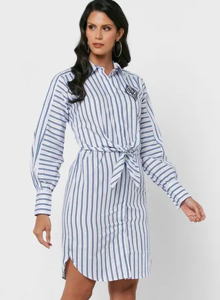 Striped Tie Detail Dress