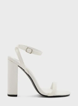 Denim Ankle Strap Heel Sandals