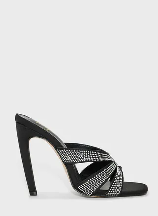 Embellished High Heel Mules
