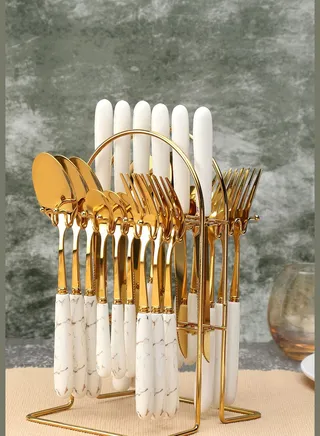 24 Piece Stainless Steel Cutlery Set for Kitchen and Dining