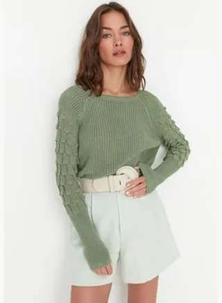 Mint Textured Crew Neck Knitwear Sweater TWOAW20KZ0130