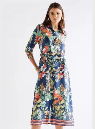 Printed Tie Detail Dress