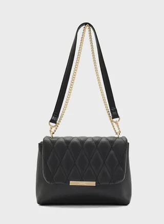 Chain Detailed Flap Over Crossbody