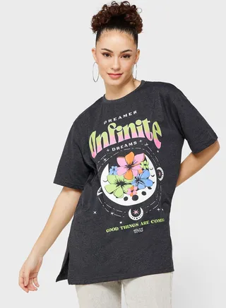 Longline Fit Graphic Oversized T-Shirt