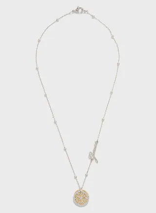 Greek Peony And Charm Pendant Necklace