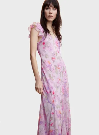 Floral Print Ruffle Hem Dress