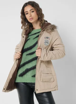 Quilted Jacket With Fur Hood