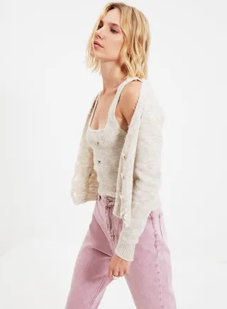 Embroidered Knitted Cardigan