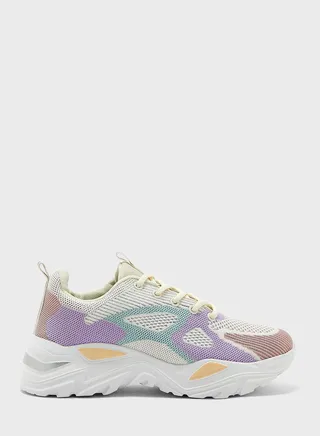 Color Blcok Knit Chunky Sneakers