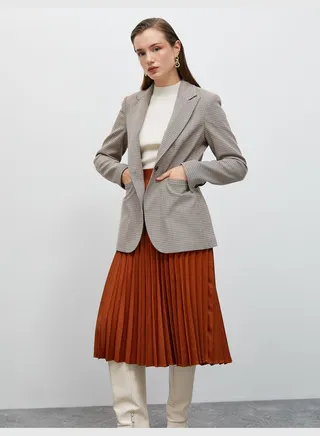 Lined Pocket Detail Buttoned Blazer Jacket