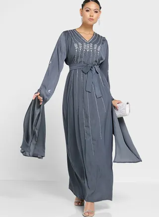 Flared Sleeve Embellished Jalabiya