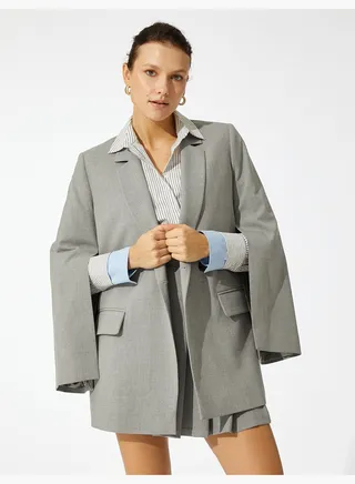 Slitted Sleeve Wrapped Blazer Jacket