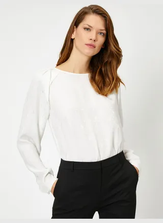 Crew Neck Long Sleeve Blouse