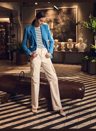 Wrapped Button Linen Blended Blazer Jacket