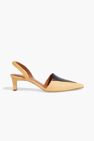 Carina smooth and snake-effect leather slingback pumps