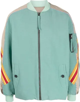Stripe-Trim Cotton Bomber Jacket