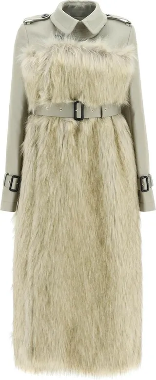 Sacai Faux Fur Hybryd Trench Coat