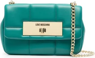 Engraved-Logo Quilted Shoulder Bag