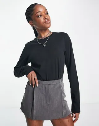 Weekday Essence standard long sleeve top in black