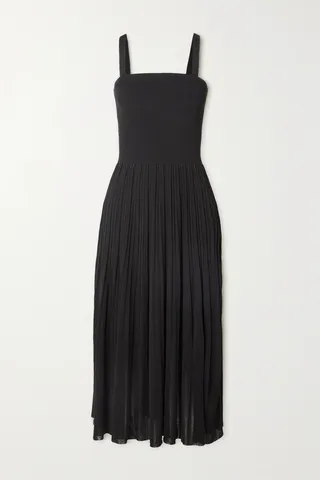 Zimmermann - Clover Pleated Ribbed-knit Midi Dress - Black