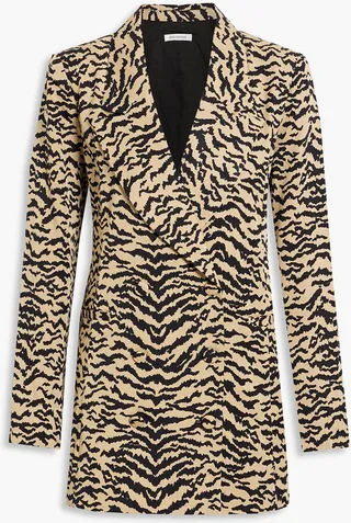 Double-breasted zebra-print Lyocell-twill blazer
