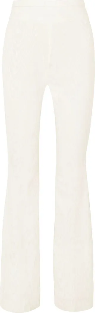Liv twill-trimmed moire flared pants