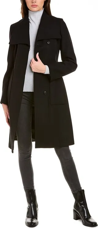 Cole Haan Wool-Blend Wrap Coat