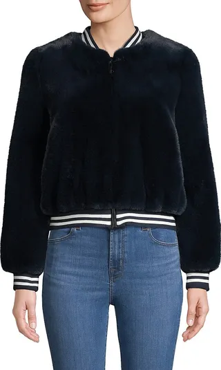 Faux Fur Baseball Jacket