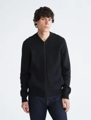 Compact Cotton Sweater Bomber Jacket