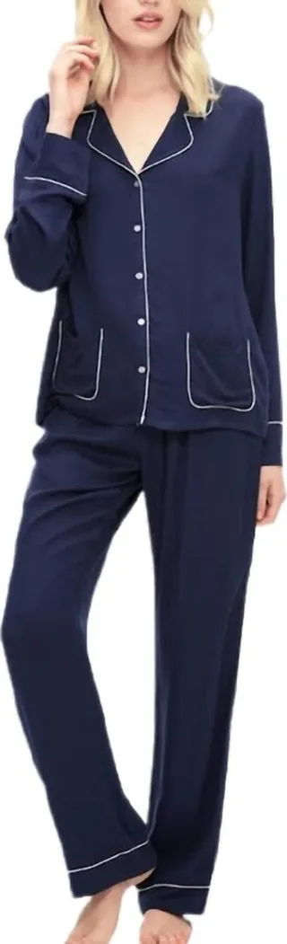 Long Pj Set in Midnight Navy