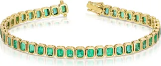 Women's 18k Yellow Gold Emerald Cut Bezel Bracelet